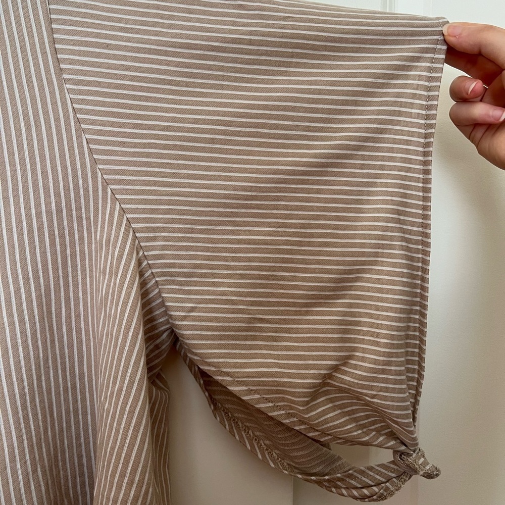 Striped Beige Women's Top from Japan - Picture 3 of 4